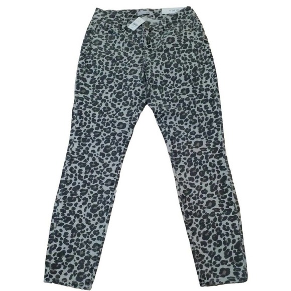 LOFT~Woman Size 2/26~Gray Animal Leopard Print Curvy Skinny Jeans Pants NWT. - Picture 1 of 12
